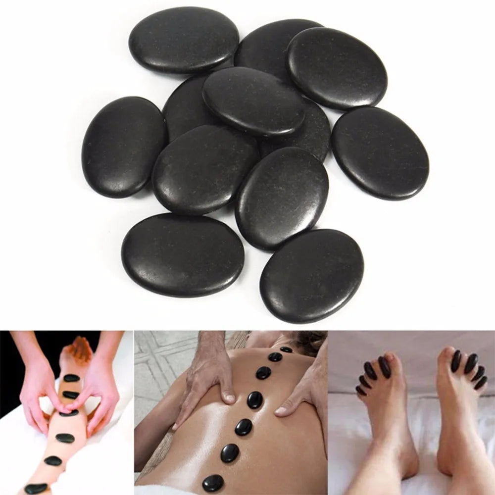 10 Pcs Lava Natural Energy Massage Stone Set Hot SPA Rocks Basalt Power Massage Stone Therapy Pain Relief Health Care Tool