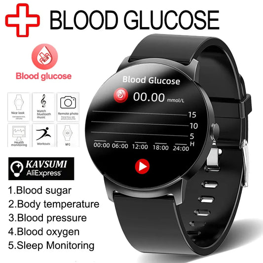 2023 NFC Non-Invasive Blood Glucose Smart Watch Men Thermometer Heart Rate Health Monitor IP68 Waterproof Smart Watch For Xiaomi