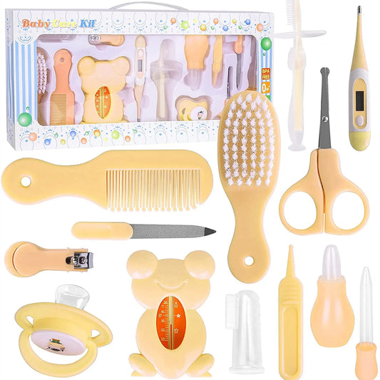 13pcs/Set Baby Infant Grooming Kit Scissors Nail Clipper Comb Hair Brush Thermometer Child Toddler Health Care Set